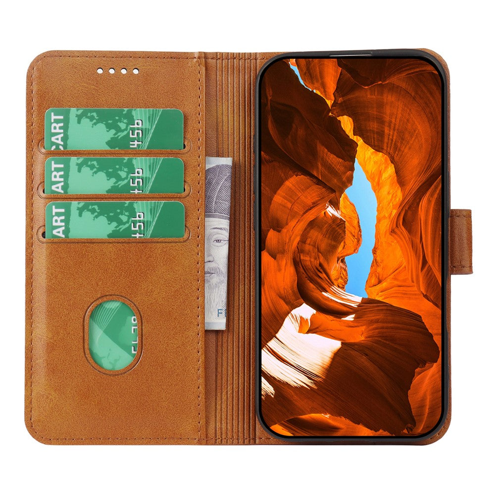 For Xiaomi 17 Pro Max Case Wallet Stand Magnetic Clasp Closure Calf Texture Leather Phone Cover - Yellow