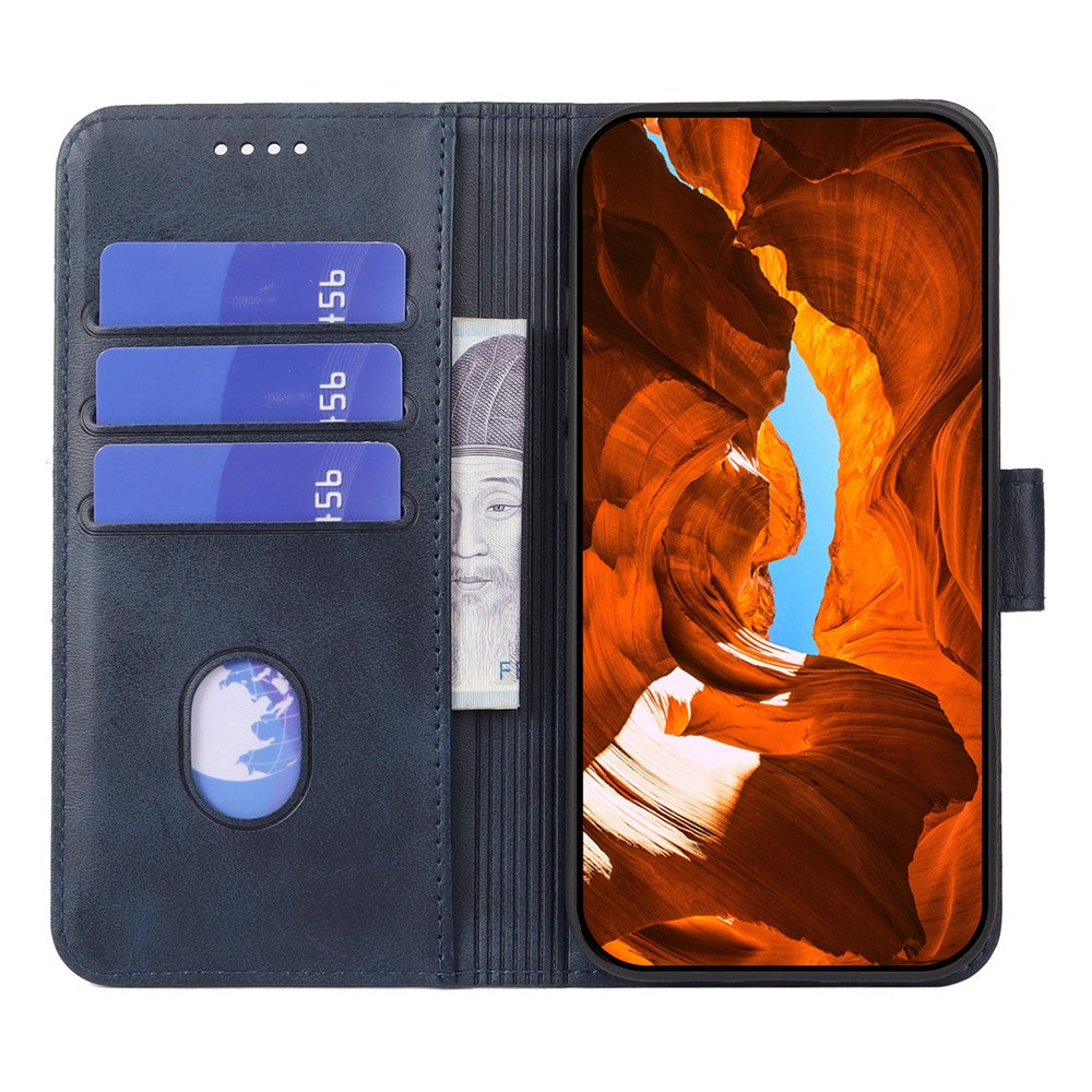 For Xiaomi 17 Pro Max Case Wallet Stand Magnetic Clasp Closure Calf Texture Leather Phone Cover - Blue