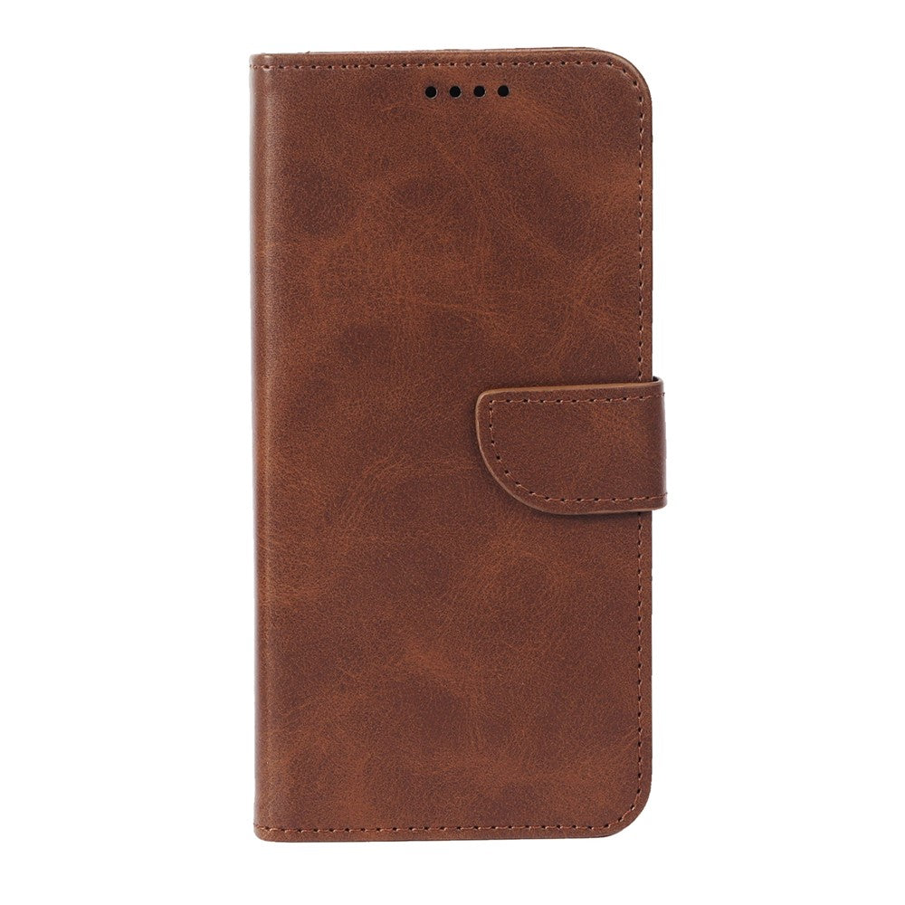 For Xiaomi 17 Pro Max Case Wallet Stand Magnetic Clasp Closure Calf Texture Leather Phone Cover - Brown