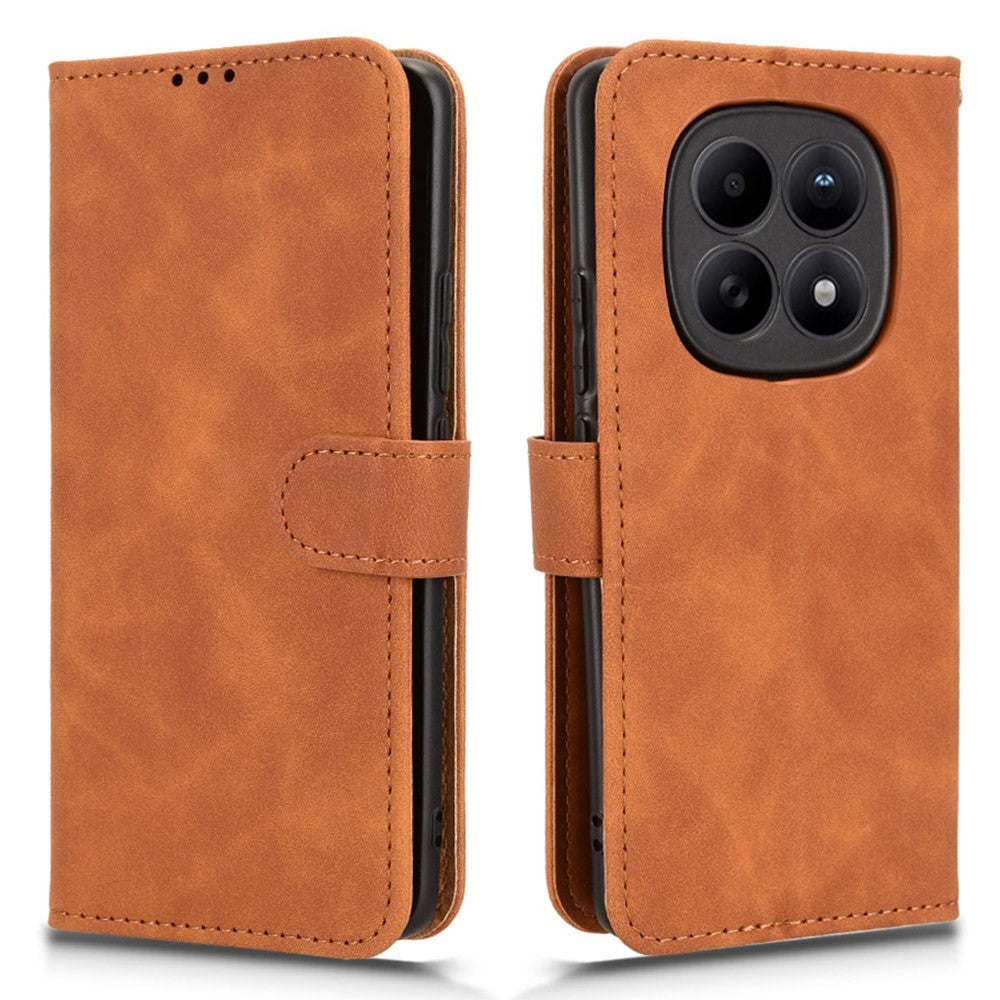 For Xiaomi Redmi Note 15 Pro 4G (Global) Leather Case Skin Feel Anti Drop Wallet Stand Flip Phone Cover - Brown