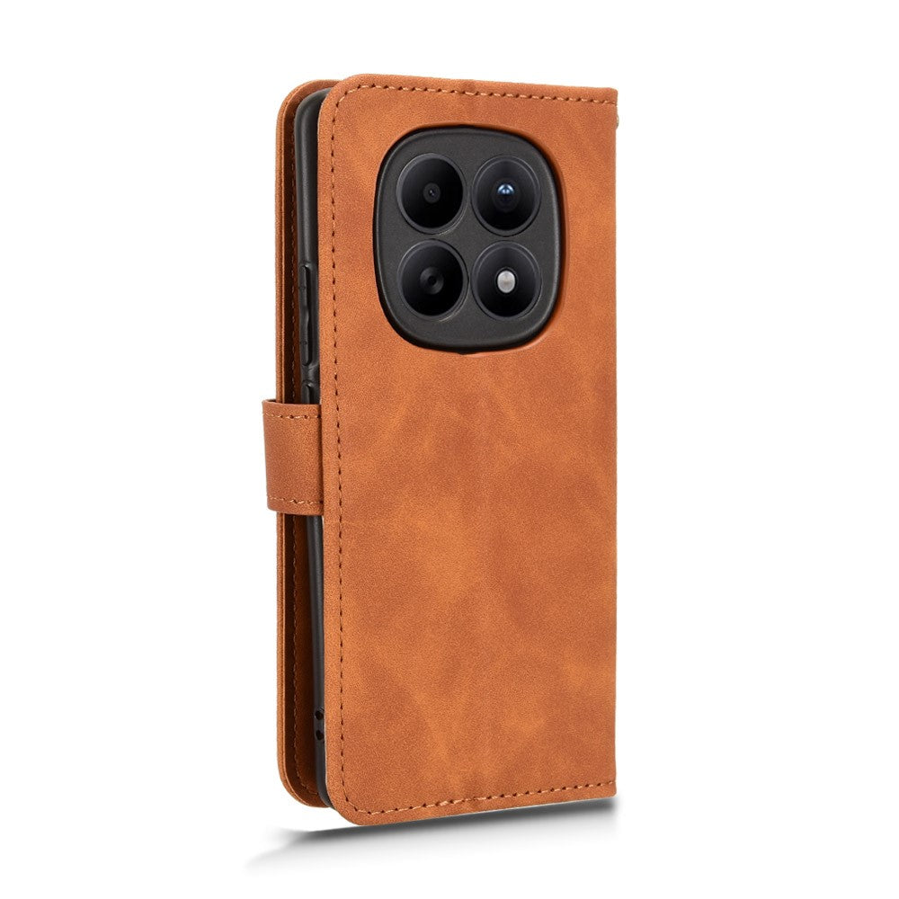 For Xiaomi Redmi Note 15 Pro 4G (Global) Leather Case Skin Feel Anti Drop Wallet Stand Flip Phone Cover - Brown