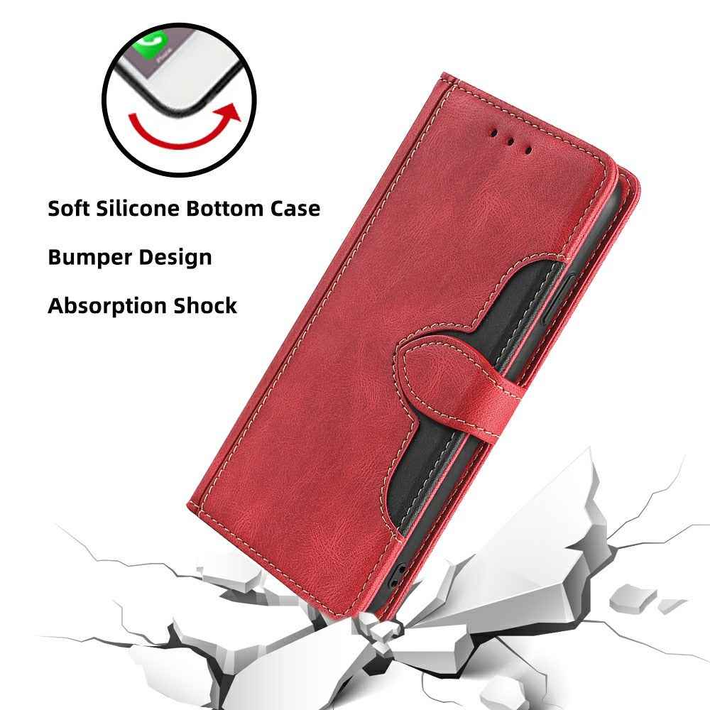 For Xiaomi 17 Pro Case Leather Wallet Phone Cover with Straw Hat Magnetic Clasp - Red