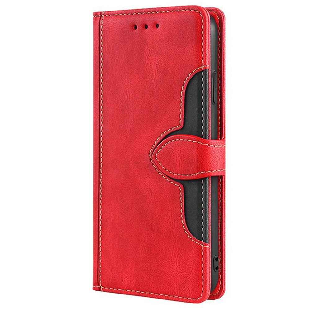 For Xiaomi 17 Pro Case Leather Wallet Phone Cover with Straw Hat Magnetic Clasp - Red