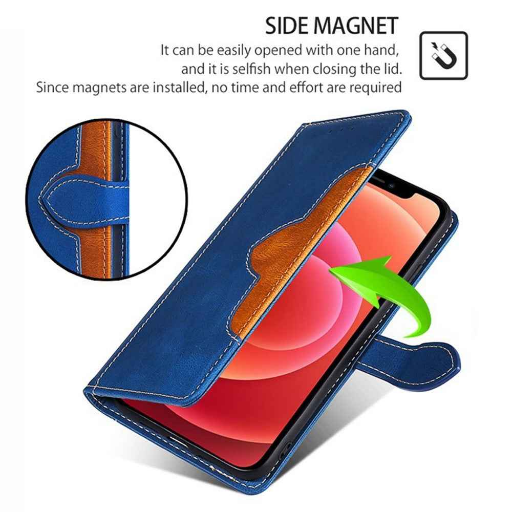 For Xiaomi 17 Pro Case Leather Wallet Phone Cover with Straw Hat Magnetic Clasp - Blue