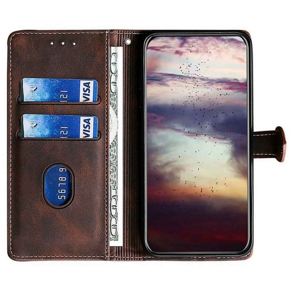For Xiaomi 17 Pro Case Leather Wallet Phone Cover with Straw Hat Magnetic Clasp - Brown