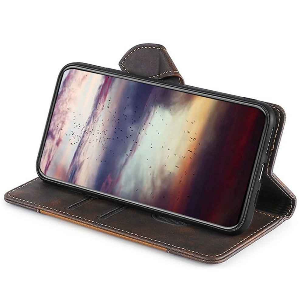 For Xiaomi 17 Pro Case Leather Wallet Phone Cover with Straw Hat Magnetic Clasp - Brown