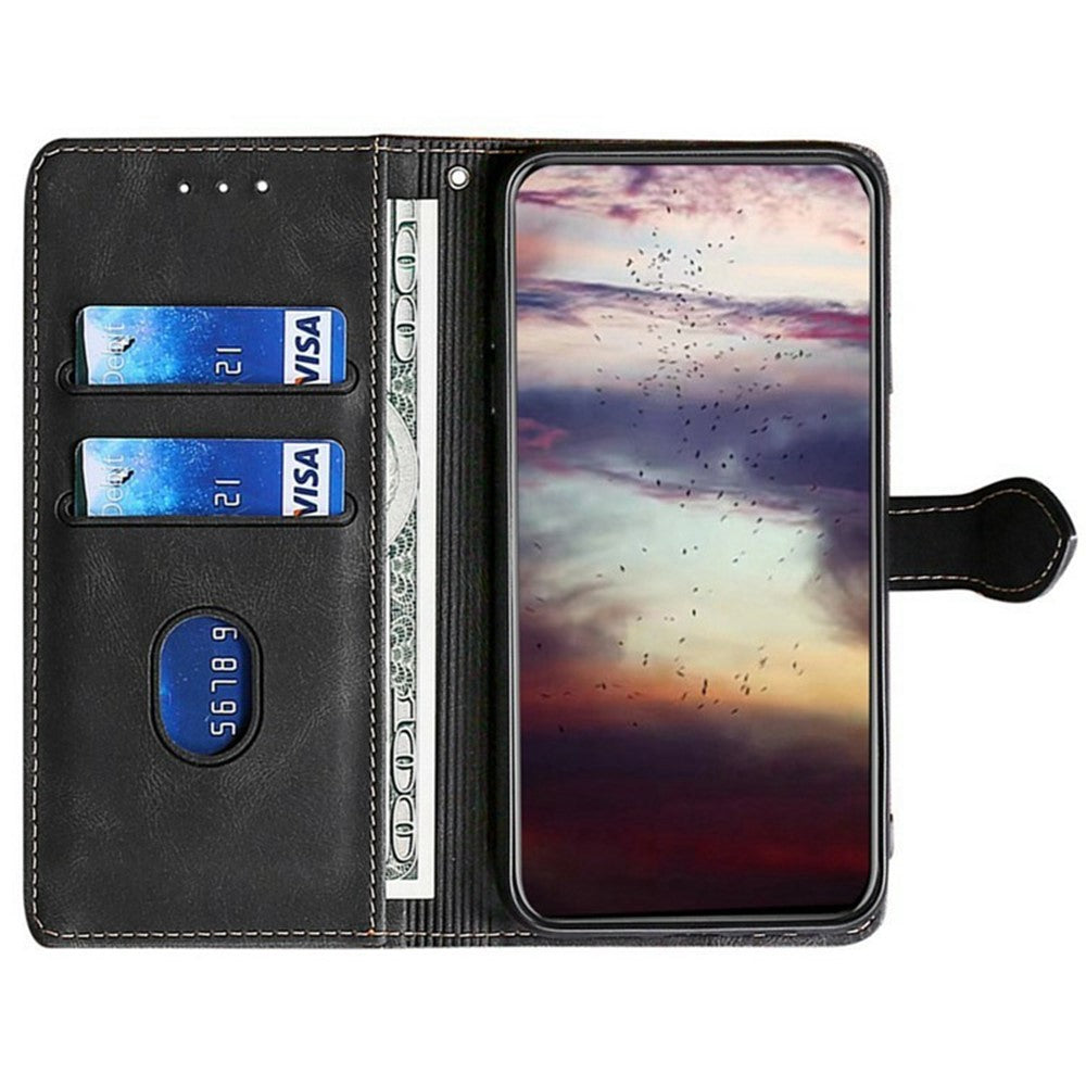 For Xiaomi 17 Pro Max Case Leather Wallet Phone Cover with Straw Hat Magnetic Clasp - Black