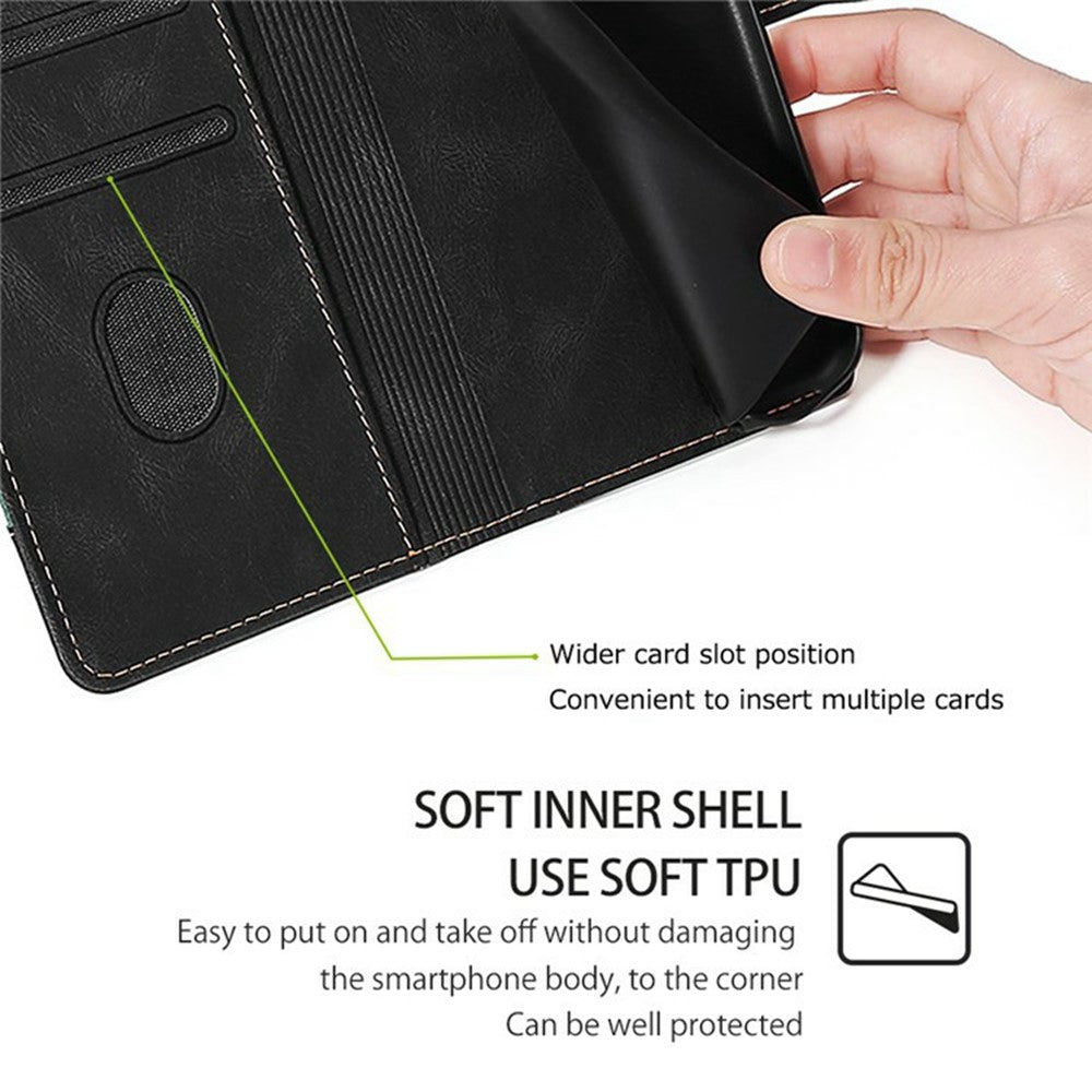 For Xiaomi 17 Pro Max Case Leather Wallet Phone Cover with Straw Hat Magnetic Clasp - Black