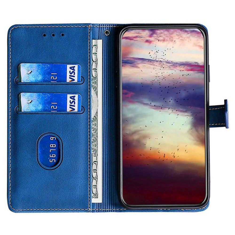 For Xiaomi 17 Pro Max Case Leather Wallet Phone Cover with Straw Hat Magnetic Clasp - Blue