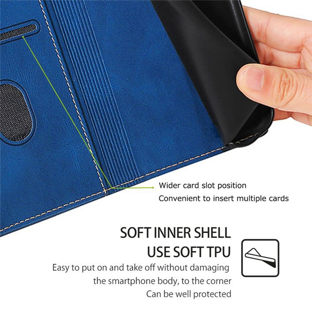 For Xiaomi 17 Pro Max Case Leather Wallet Phone Cover with Straw Hat Magnetic Clasp - Blue
