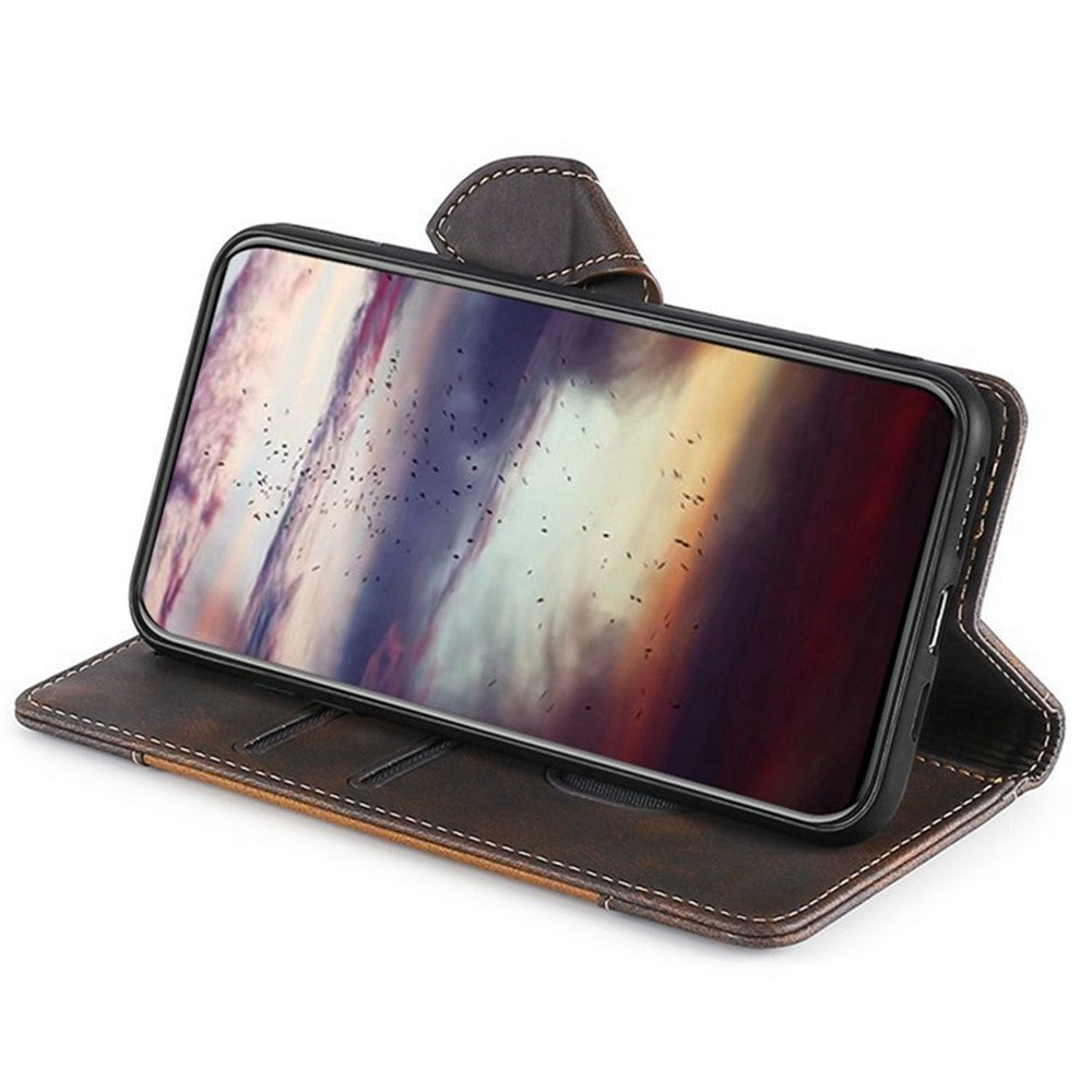 For Xiaomi 17 Pro Max Case Leather Wallet Phone Cover with Straw Hat Magnetic Clasp - Brown