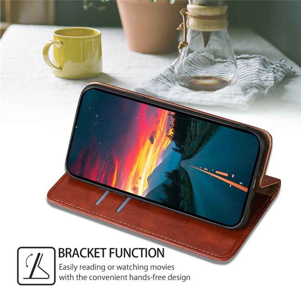 For Xiaomi 17 Pro Case Wallet PU Leather Magnetic Auto-Absorbed Phone Cover - Brown