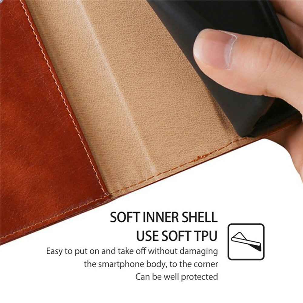 For Xiaomi 17 Pro Case Wallet PU Leather Magnetic Auto-Absorbed Phone Cover - Brown