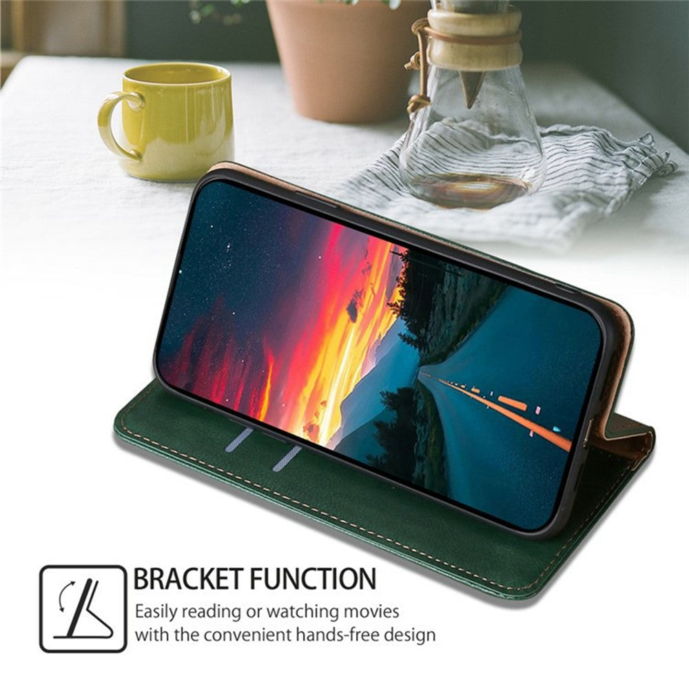 For Xiaomi 17 Pro Max Case Wallet PU Leather Magnetic Auto-Absorbed Phone Cover - Green