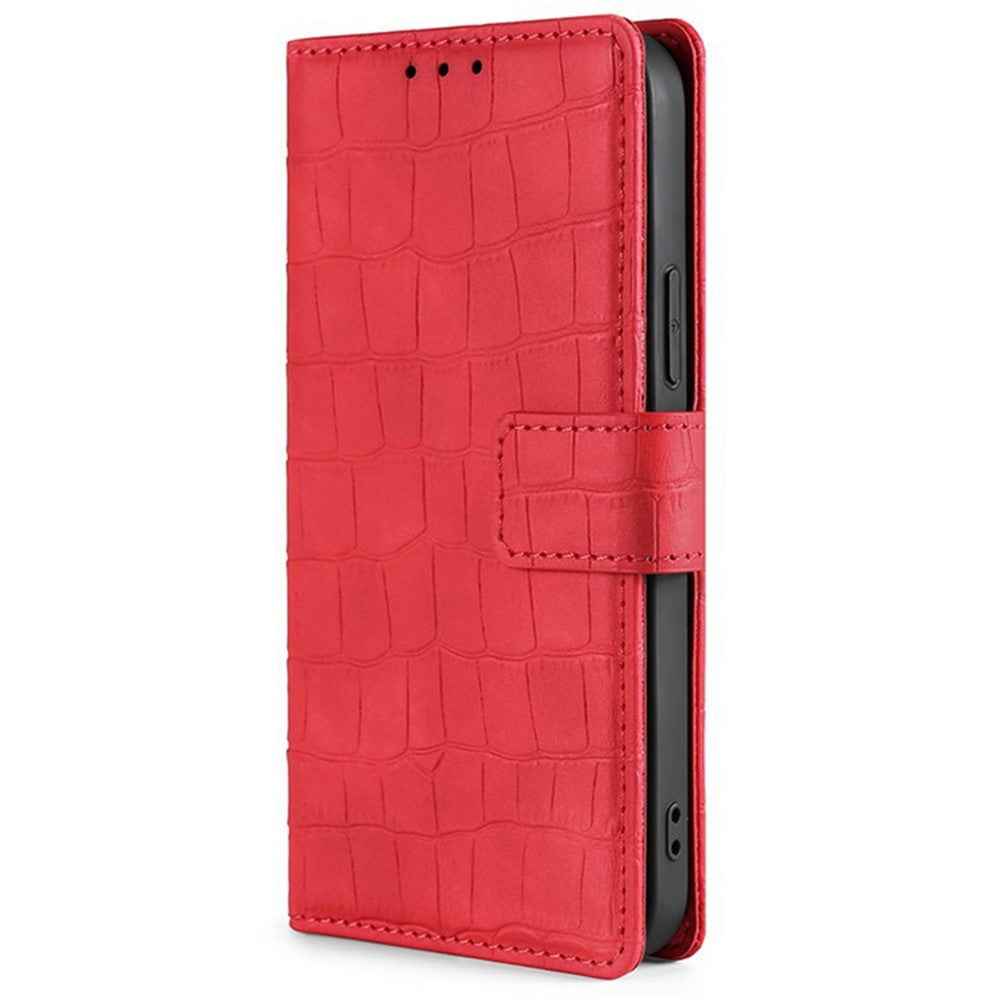 For Xiaomi 17 Pro Case Crocodile Texture PU Leather Phone Cover - Red
