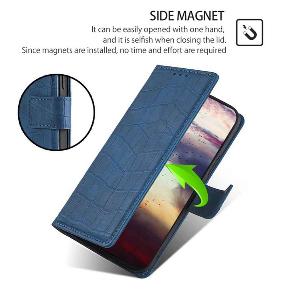 For Xiaomi 17 Pro Case Crocodile Texture PU Leather Phone Cover - Blue