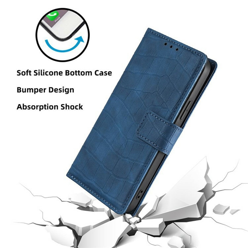 For Xiaomi 17 Pro Max Case Crocodile Texture PU Leather Phone Cover - Blue