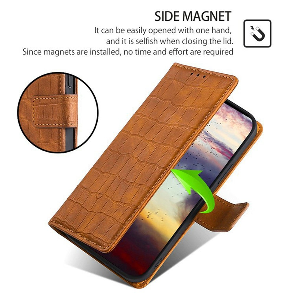 For Xiaomi 17 Pro Max Case Crocodile Texture PU Leather Phone Cover - Brown