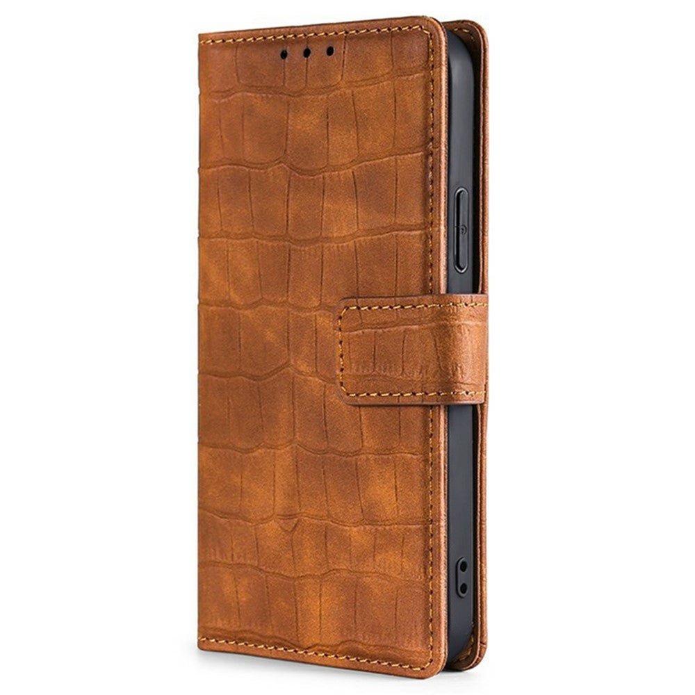 For Xiaomi 17 Pro Max Case Crocodile Texture PU Leather Phone Cover - Brown