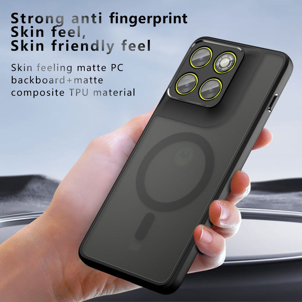 For Motorola Edge 70 5G Magnetic Case Skin-Touch TPU + PC Matte Phone Cover - Transparent Black