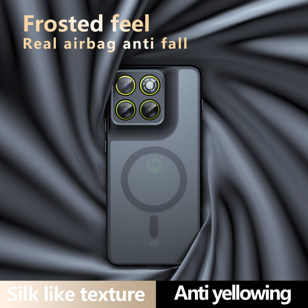 For Motorola Edge 70 5G Magnetic Case Skin-Touch TPU + PC Matte Phone Cover - Transparent Black