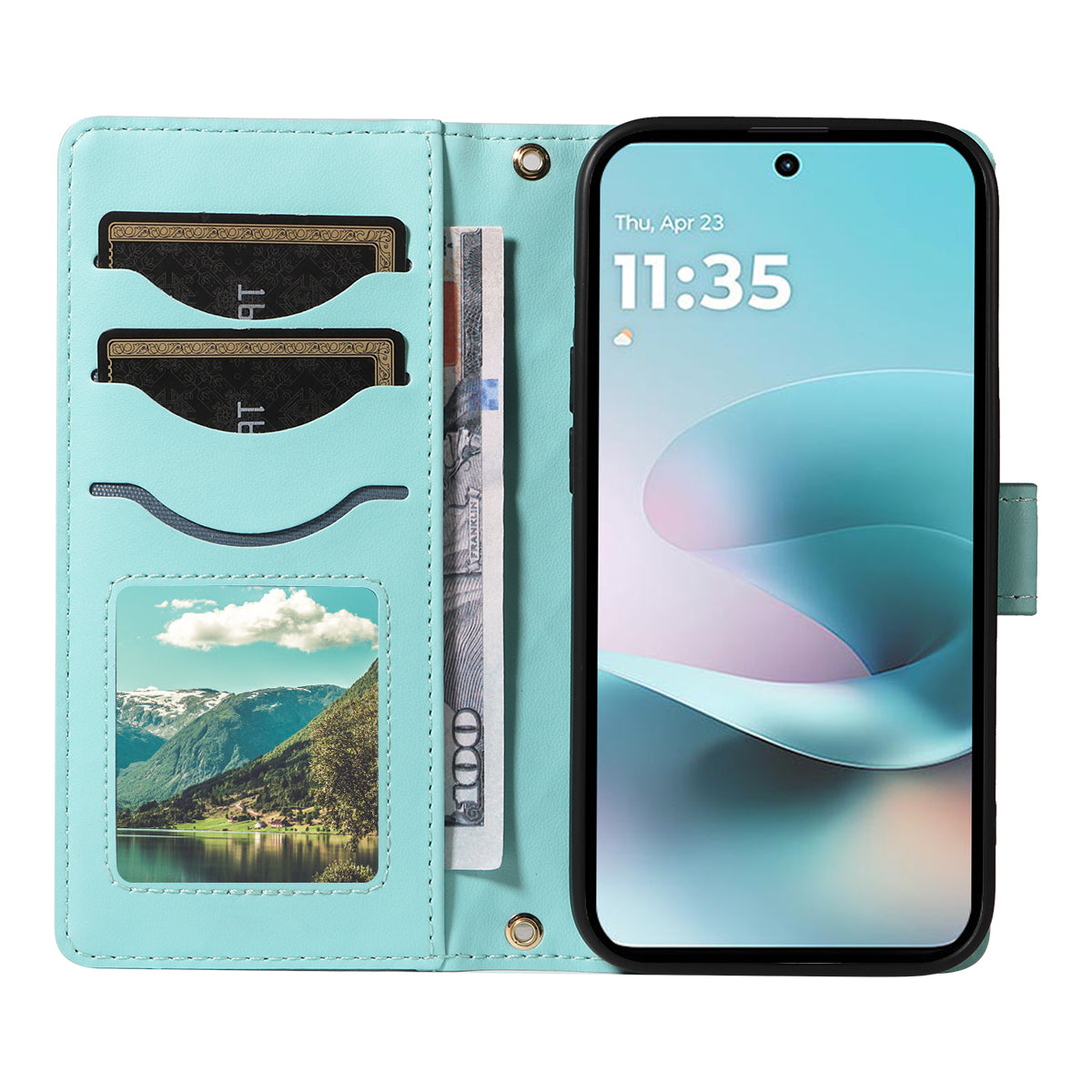 For Motorola Moto G57 Power 5G / Motorola Moto G100 5G (2025) / Motorola Moto G67 Power 5G Wallet Case Rhombus Leather Phone Cover with Strap - Green