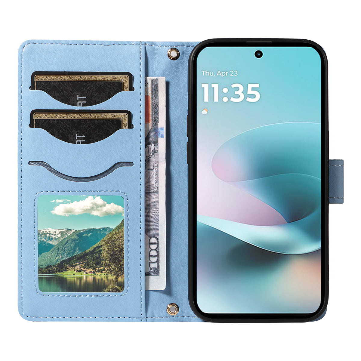 For Motorola Moto G57 Power 5G / Motorola Moto G100 5G (2025) / Motorola Moto G67 Power 5G Wallet Case Rhombus Leather Phone Cover with Strap - Blue