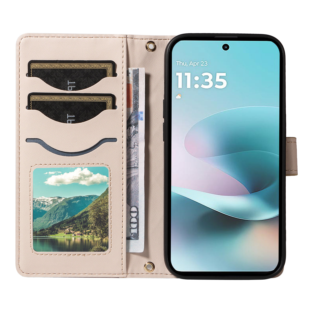 For Motorola Moto G57 Power 5G / Motorola Moto G100 5G (2025) / Motorola Moto G67 Power 5G Wallet Case Rhombus Leather Phone Cover with Strap - Apricot