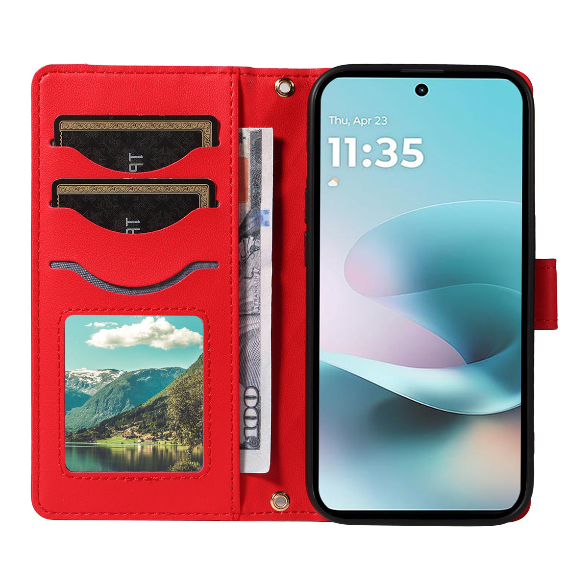 For Motorola Moto G57 Power 5G / Motorola Moto G100 5G (2025) / Motorola Moto G67 Power 5G Wallet Case Rhombus Leather Phone Cover with Strap -  Red