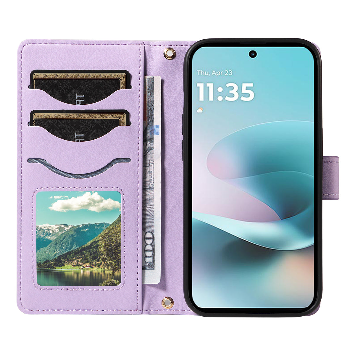 For Motorola Moto G57 Power 5G / Motorola Moto G100 5G (2025) / Motorola Moto G67 Power 5G Wallet Case Rhombus Leather Phone Cover with Strap -  Light Purple