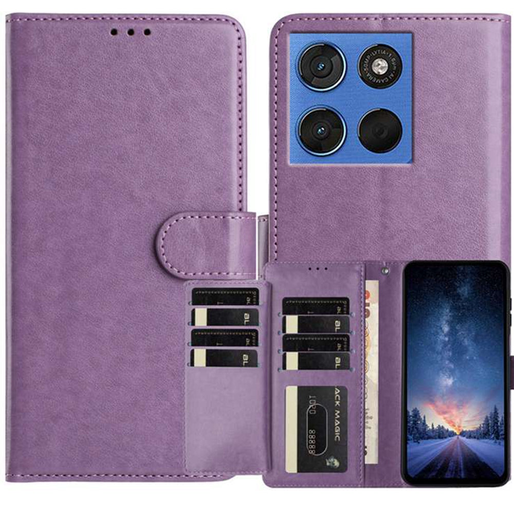 For Motorola Edge 70 5G Wallet Phone Case Stand PU Leather Folio Flip Cover with 8 Card Slot - Purple