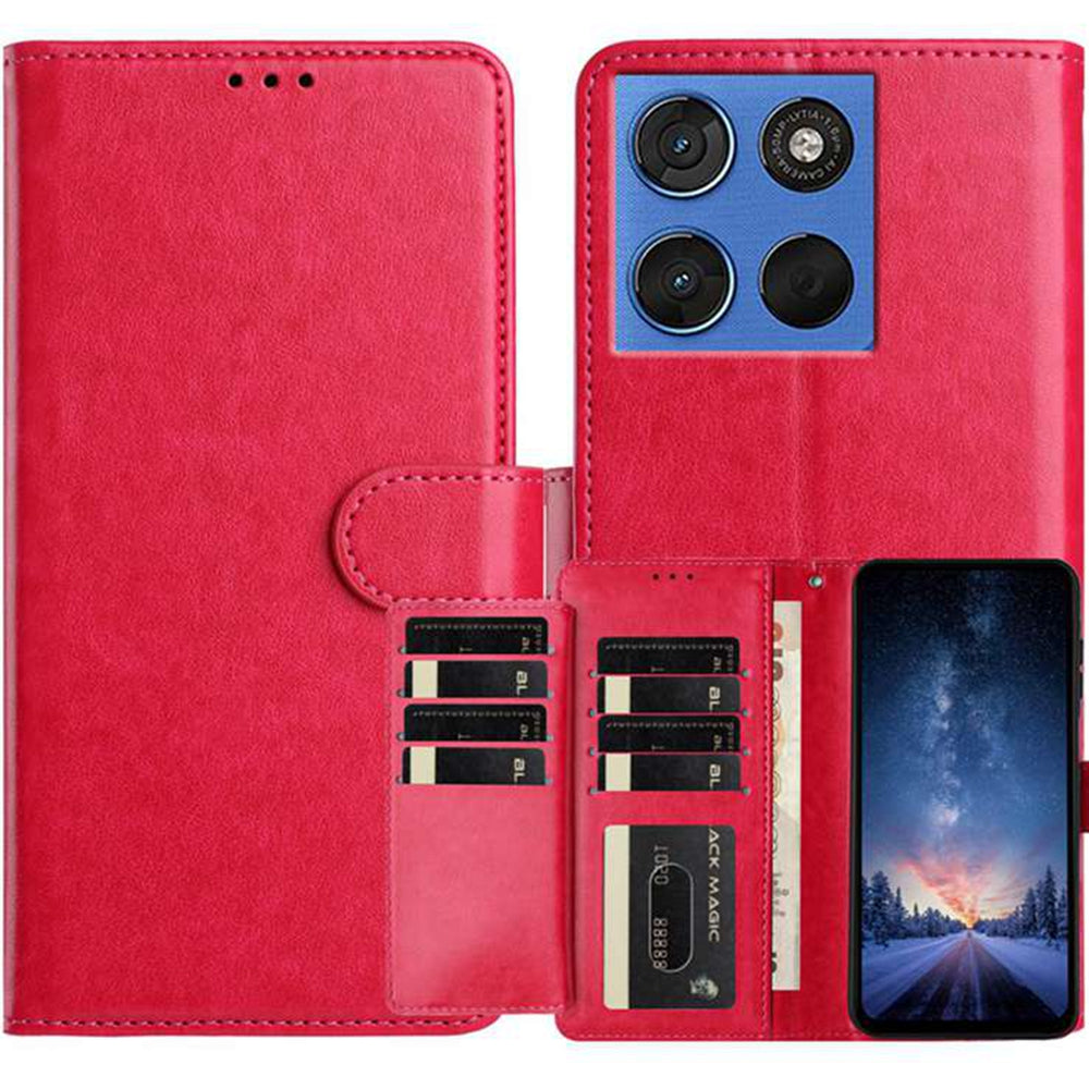 For Motorola Edge 70 5G Wallet Phone Case Stand PU Leather Folio Flip Cover with 8 Card Slot - Rose