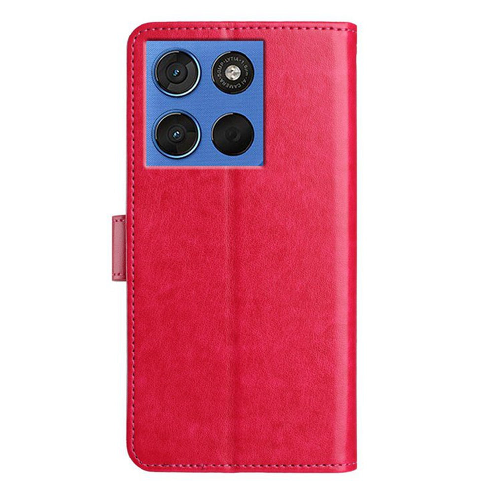 For Motorola Edge 70 5G Wallet Phone Case Stand PU Leather Folio Flip Cover with 8 Card Slot - Rose