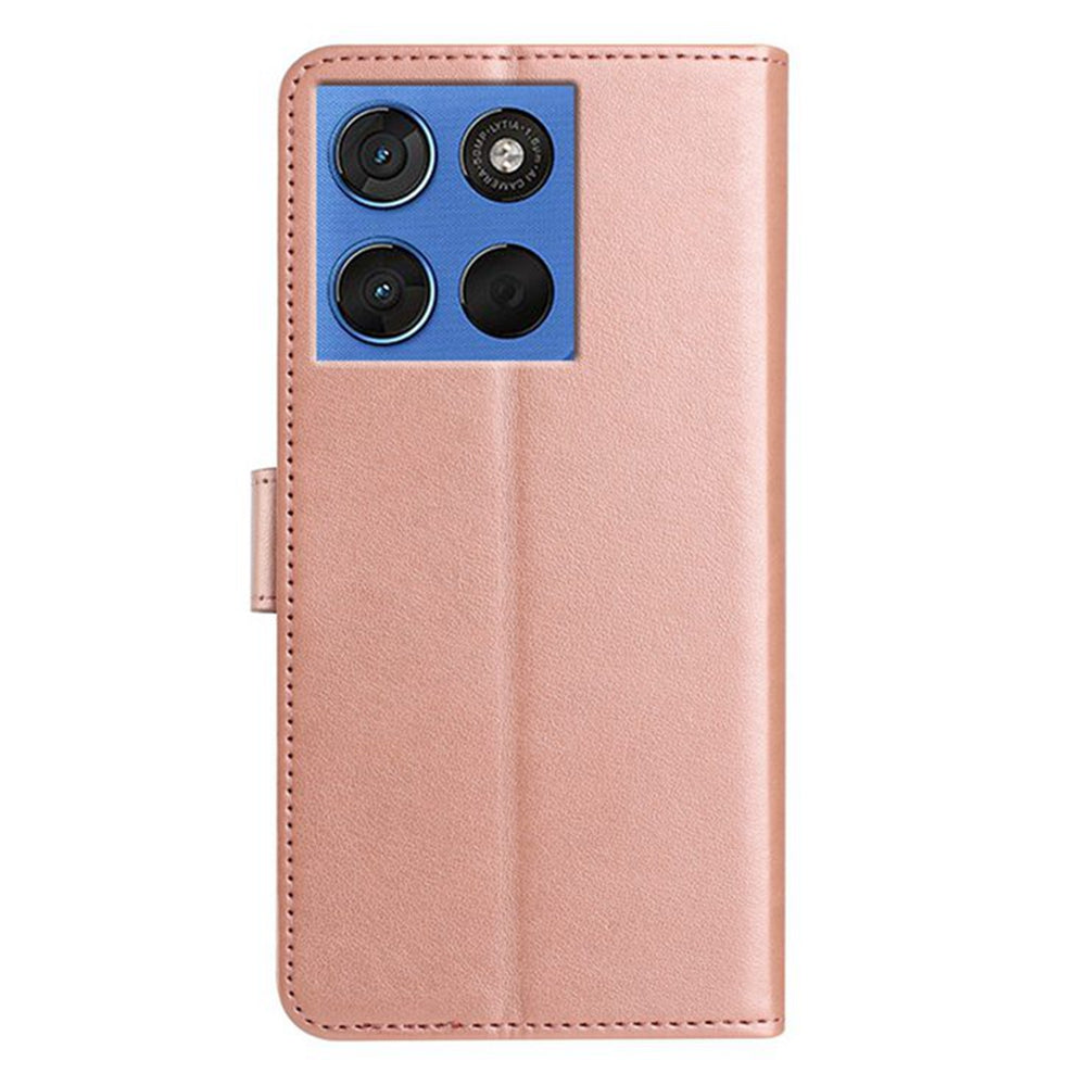 For Motorola Edge 70 5G Wallet Phone Case Stand PU Leather Folio Flip Cover with 8 Card Slot - Rose Gold