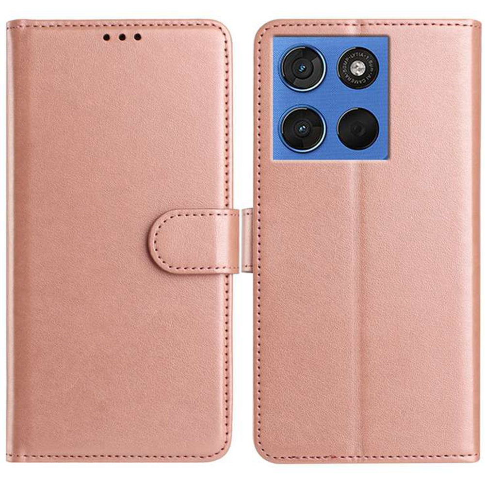 For Motorola Edge 70 5G Wallet Phone Case Stand PU Leather Folio Flip Cover with 8 Card Slot - Rose Gold
