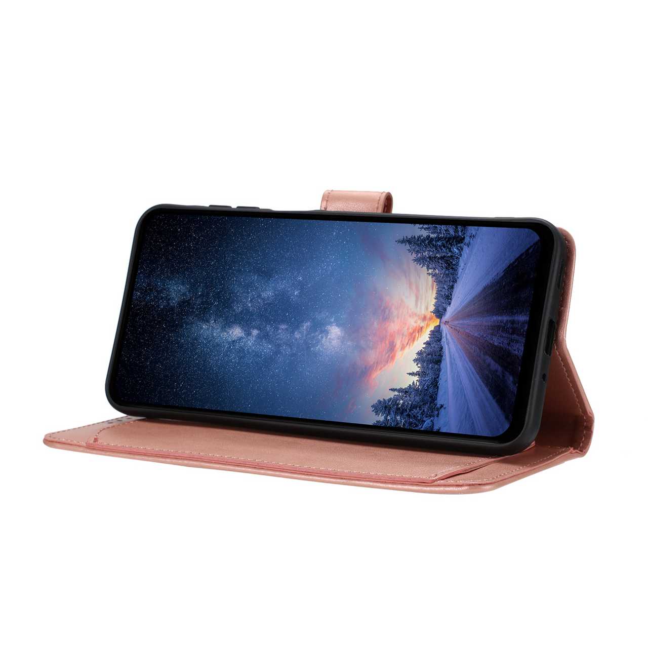 For Motorola Edge 70 5G Wallet Phone Case Stand PU Leather Folio Flip Cover with 8 Card Slot - Rose Gold