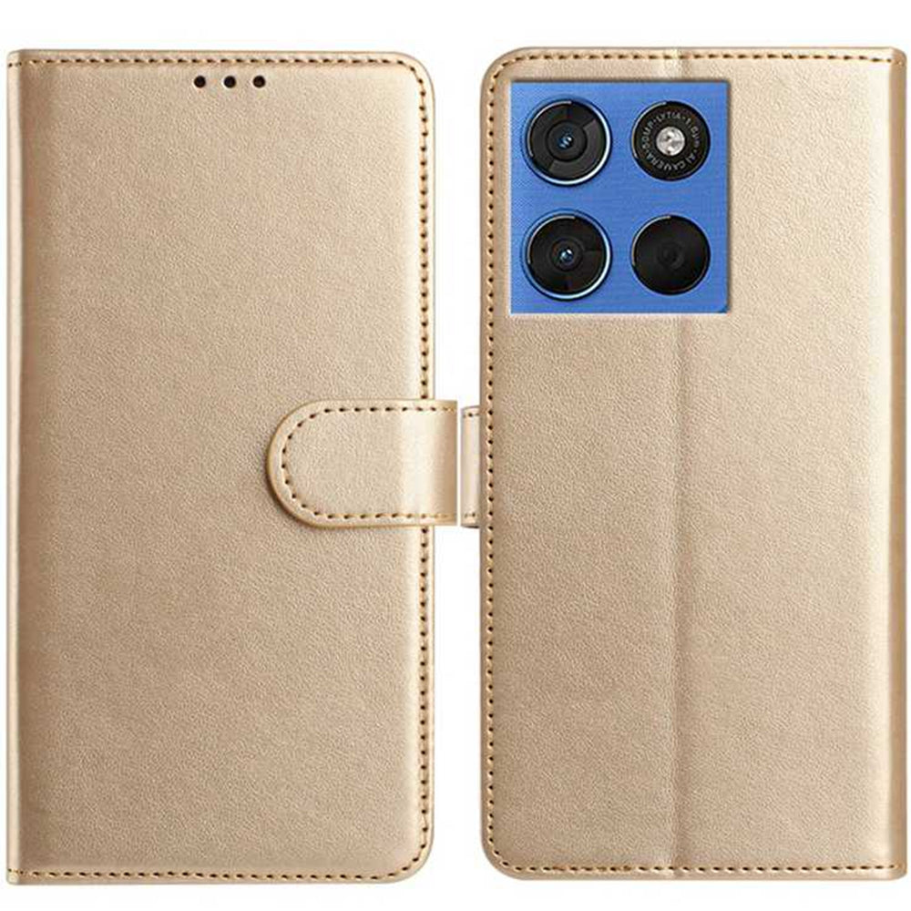 For Motorola Edge 70 5G Wallet Phone Case Stand PU Leather Folio Flip Cover with 8 Card Slot - Gold