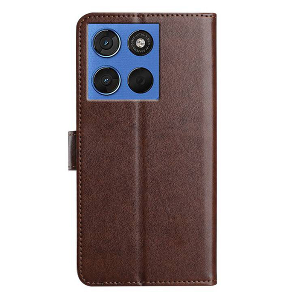 For Motorola Edge 70 5G Wallet Phone Case Stand PU Leather Folio Flip Cover with 8 Card Slot - Coffee