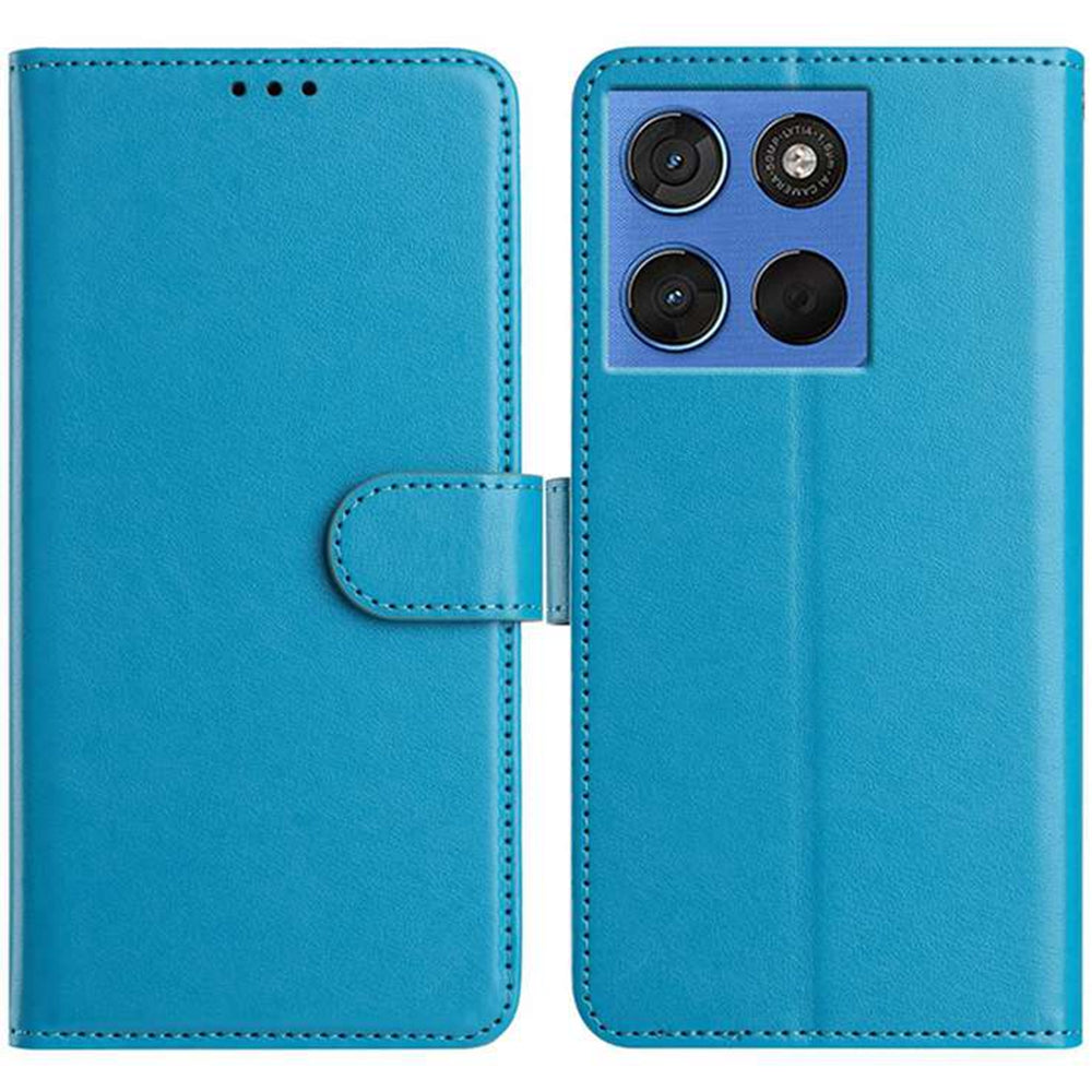 For Motorola Edge 70 5G Wallet Phone Case Stand PU Leather Folio Flip Cover with 8 Card Slot - Sky Blue
