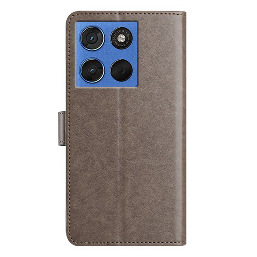 For Motorola Edge 70 5G Wallet Phone Case Stand PU Leather Folio Flip Cover with 8 Card Slot - Grey