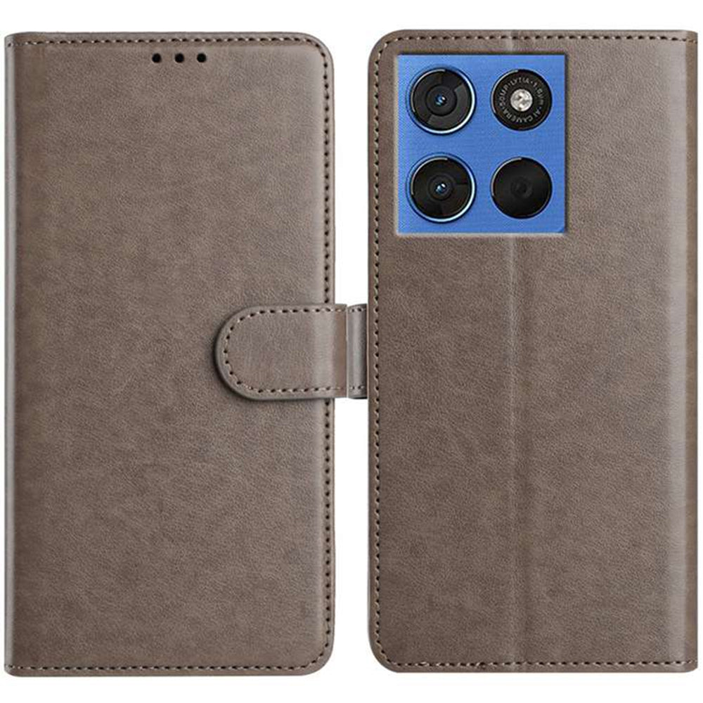For Motorola Edge 70 5G Wallet Phone Case Stand PU Leather Folio Flip Cover with 8 Card Slot - Grey