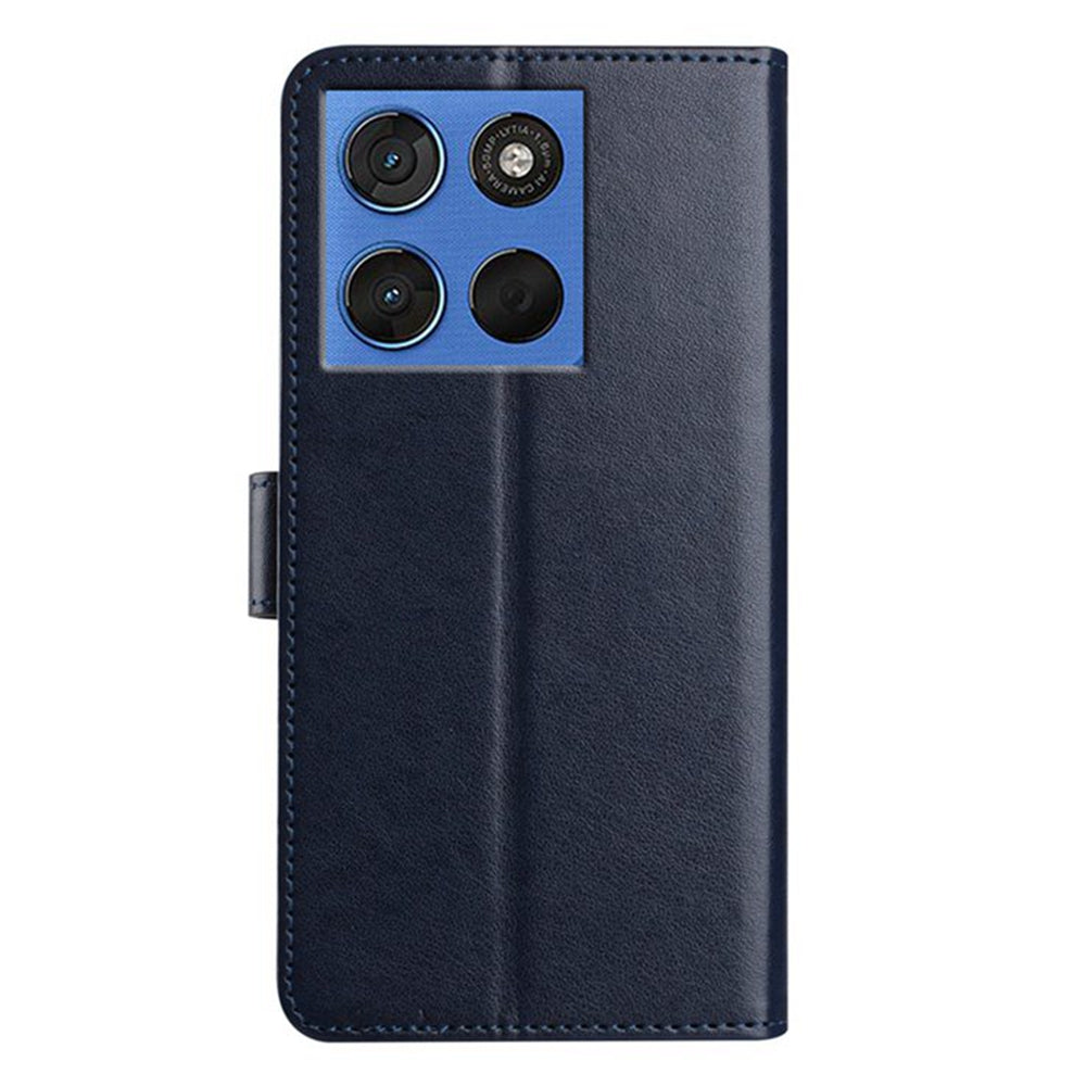 For Motorola Edge 70 5G Wallet Phone Case Stand PU Leather Folio Flip Cover with 8 Card Slot - Dark Blue