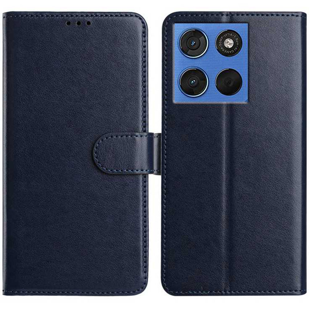For Motorola Edge 70 5G Wallet Phone Case Stand PU Leather Folio Flip Cover with 8 Card Slot - Dark Blue