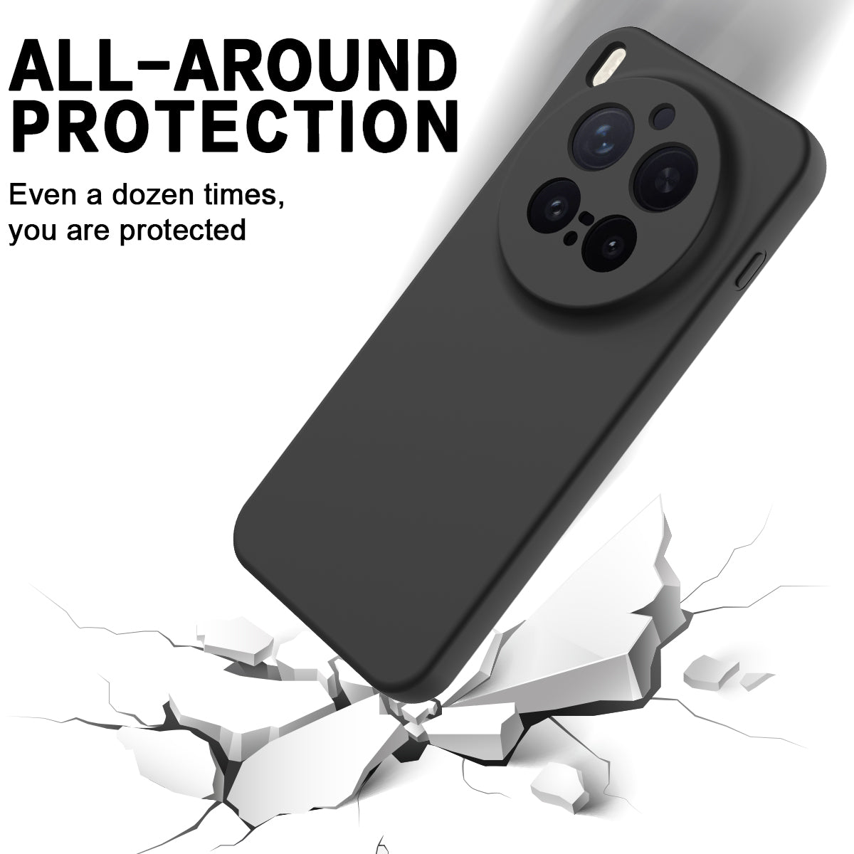 For vivo X300 Pro 5G Liquid Silicone Case Phone Back Cover with Hand Strap - Black
