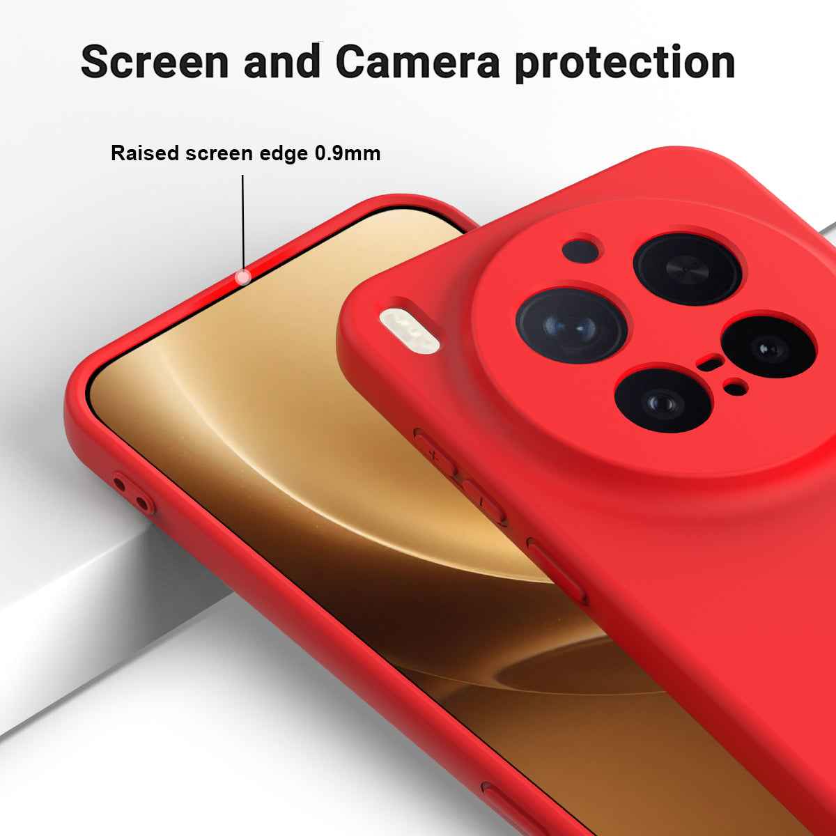 For vivo X300 Pro 5G Liquid Silicone Case Phone Back Cover with Hand Strap - Red