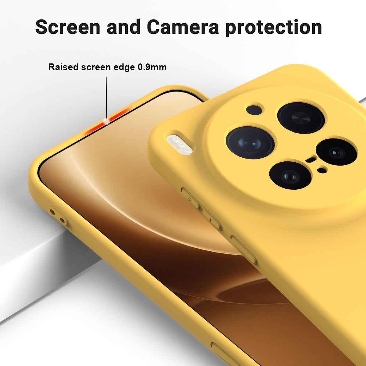 For vivo X300 Pro 5G Liquid Silicone Case Phone Back Cover with Hand Strap - Yellow
