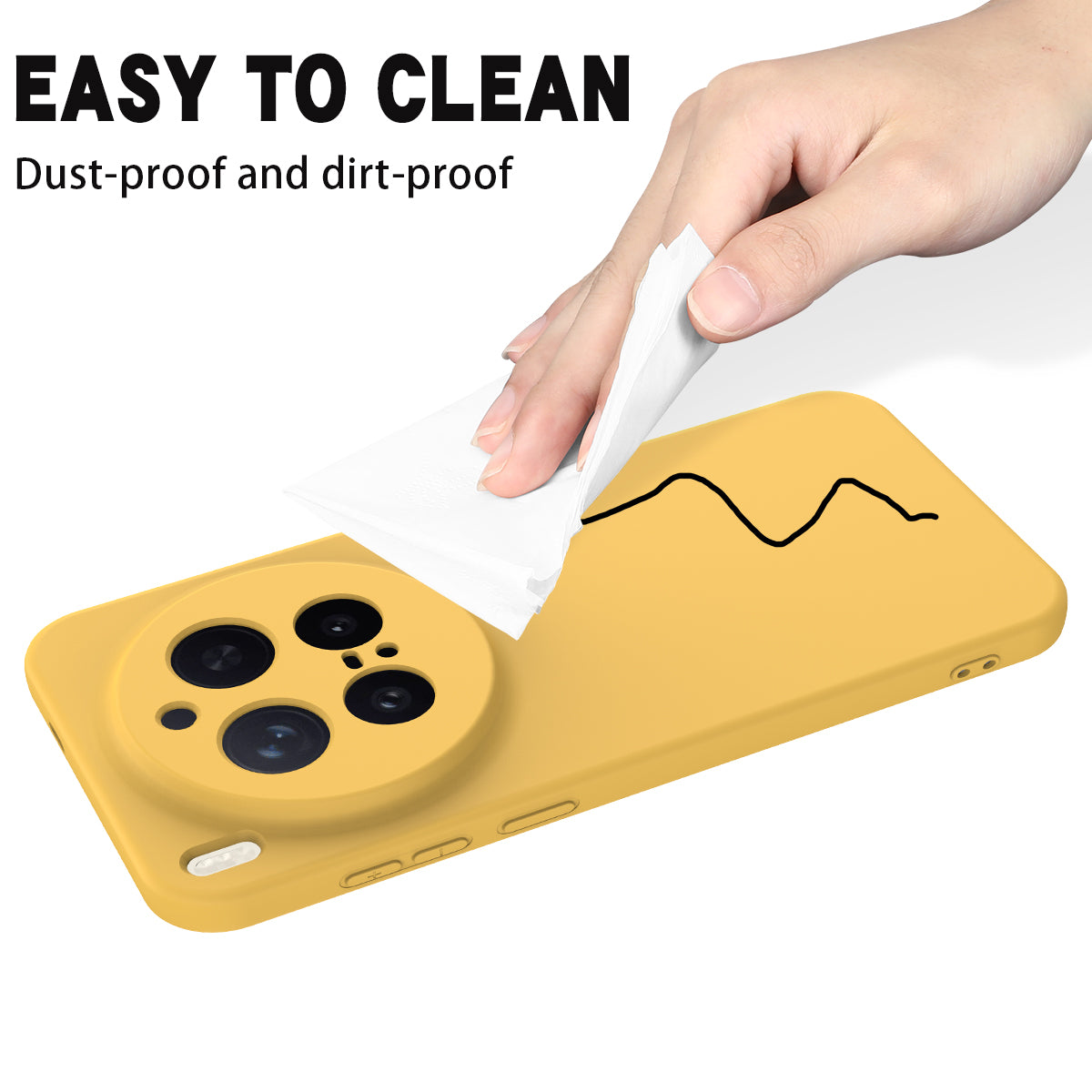 For vivo X300 Pro 5G Liquid Silicone Case Phone Back Cover with Hand Strap - Yellow