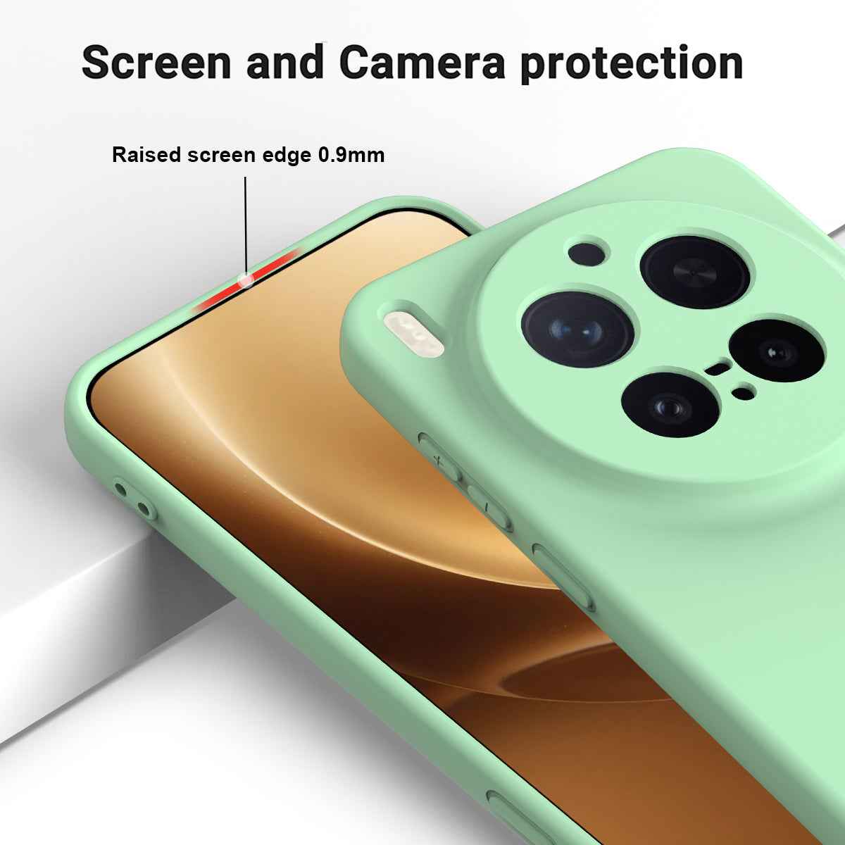 For vivo X300 Pro 5G Liquid Silicone Case Phone Back Cover with Hand Strap - Green