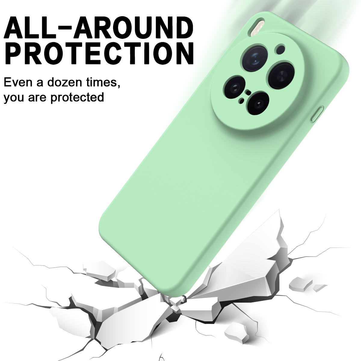 For vivo X300 Pro 5G Liquid Silicone Case Phone Back Cover with Hand Strap - Green
