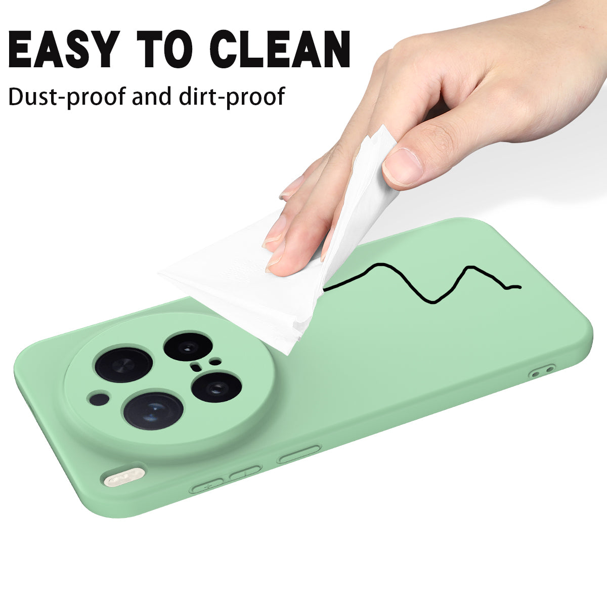 For vivo X300 Pro 5G Liquid Silicone Case Phone Back Cover with Hand Strap - Green